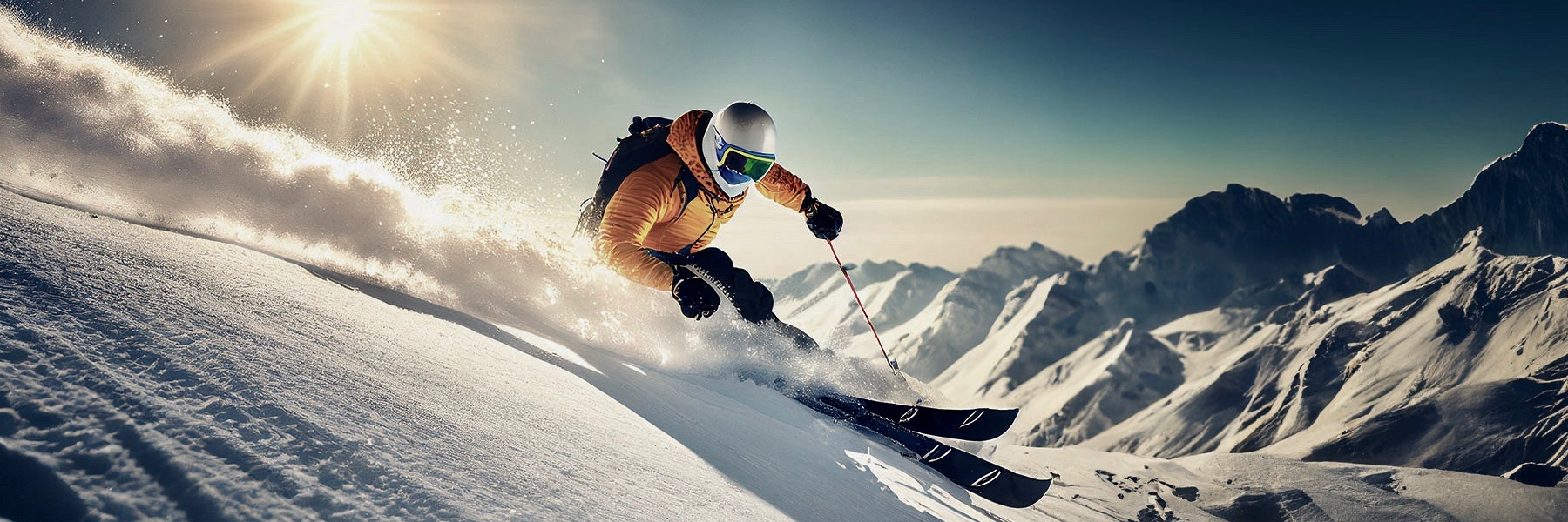 A Skier Rides In The Bright Sun. Generative Ai